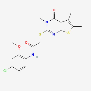 N-(4-chloro-2-methoxy-5-methylphenyl)-2-[(3,5,6-trimethyl-4-oxo-3,4-dihydrothieno[2,3-d]pyrimidin-2-yl)sulfanyl]acetamide