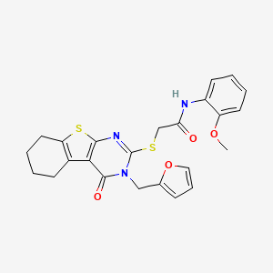 2-[3-(2-furylmethyl)-4-oxo(3,5,6,7,8-pentahydrobenzo[b]thiopheno[2,3-d]pyrimid in-2-ylthio)]-N-(2-methoxyphenyl)acetamide