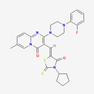 3-[(Z)-(3-cyclopentyl-4-oxo-2-thioxo-1,3-thiazolidin-5-ylidene)methyl]-2-[4-(2-fluorophenyl)piperazin-1-yl]-7-methyl-4H-pyrido[1,2-a]pyrimidin-4-one