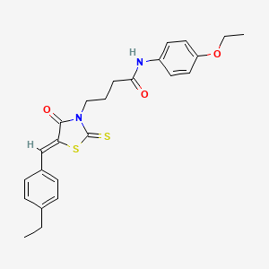 molecular formula C24H26N2O3S2 B12135108 N-(4-ethoxyphenyl)-4-[(5Z)-5-(4-ethylbenzylidene)-4-oxo-2-thioxo-1,3-thiazolidin-3-yl]butanamide 