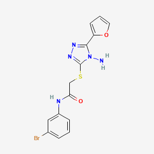 molecular formula C14H12BrN5O2S B12135130 2-{[4-amino-5-(furan-2-yl)-4H-1,2,4-triazol-3-yl]sulfanyl}-N-(3-bromophenyl)acetamide 