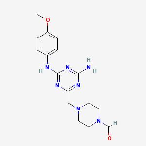 4-({4-Amino-6-[(4-methoxyphenyl)amino]-1,3,5-triazin-2-yl}methyl)piperazine-1-carbaldehyde