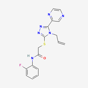 molecular formula C17H15FN6OS B12135170 N-(2-fluorophenyl)-2-{[4-(prop-2-en-1-yl)-5-(pyrazin-2-yl)-4H-1,2,4-triazol-3-yl]sulfanyl}acetamide 