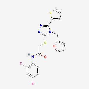 molecular formula C19H14F2N4O2S2 B12135187 N-(2,4-difluorophenyl)-2-{[4-(furan-2-ylmethyl)-5-(thiophen-2-yl)-4H-1,2,4-triazol-3-yl]sulfanyl}acetamide 