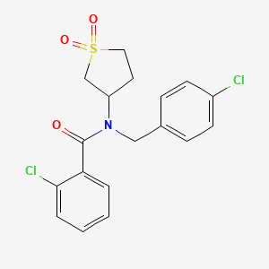 molecular formula C18H17Cl2NO3S B12135238 2-chloro-N-(4-chlorobenzyl)-N-(1,1-dioxidotetrahydrothiophen-3-yl)benzamide 