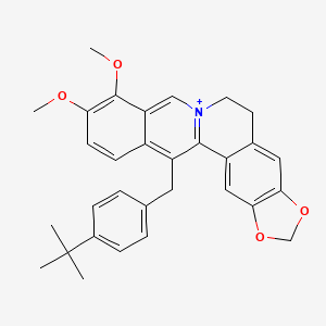 molecular formula C31H32NO4+ B1213524 12-{[4-(Tert-butyl)phenyl]methyl}-8,9-dimethoxy-5,6-dihydro-2H--1,3-dioxoleno[4,5-g]isoquinolino[3,2-a]isoquinoline 