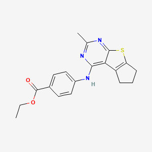 Ethyl 4-({10-methyl-7-thia-9,11-diazatricyclo[6.4.0.0^{2,6}]dodeca-1(12),2(6),8,10-tetraen-12-yl}amino)benzoate