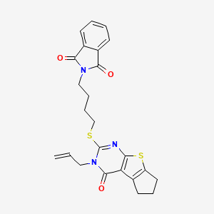 2-(4-{[4-oxo-3-(prop-2-en-1-yl)-3,5,6,7-tetrahydro-4H-cyclopenta[4,5]thieno[2,3-d]pyrimidin-2-yl]sulfanyl}butyl)-1H-isoindole-1,3(2H)-dione