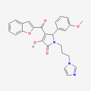 molecular formula C26H23N3O5 B12135298 4-(Benzo[d]furan-2-ylcarbonyl)-3-hydroxy-1-(3-imidazolylpropyl)-5-(3-methoxyph enyl)-3-pyrrolin-2-one 