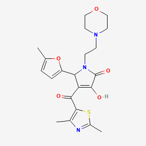 molecular formula C21H25N3O5S B12135302 4-[(2,4-Dimethyl(1,3-thiazol-5-yl))carbonyl]-3-hydroxy-5-(5-methyl(2-furyl))-1-(2-morpholin-4-ylethyl)-3-pyrrolin-2-one 