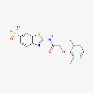 molecular formula C18H18N2O4S2 B12135333 2-(2,6-dimethylphenoxy)-N-(6-methanesulfonyl-1,3-benzothiazol-2-yl)acetamide 