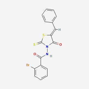 molecular formula C17H11BrN2O2S2 B12135358 N-[(5Z)-5-benzylidene-4-oxo-2-thioxo-1,3-thiazolidin-3-yl]-2-bromobenzamide 