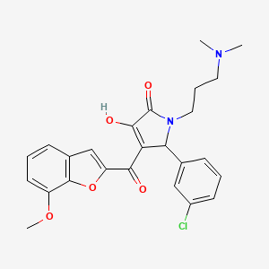 molecular formula C25H25ClN2O5 B12135403 1-[3-(Dimethylamino)propyl]-5-(3-chlorophenyl)-3-hydroxy-4-[(7-methoxybenzo[d] furan-2-yl)carbonyl]-3-pyrrolin-2-one 