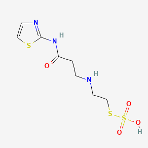 molecular formula C8H13N3O4S3 B1213544 S-2-((2-Thiazolylcarbamoyl)ethyl)aminoethyl hydrogen thiosulfate CAS No. 26865-75-8