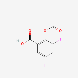molecular formula C9H6I2O4 B1213548 Benzoic acid, 2-(acetyloxy)-3,5-diiodo- CAS No. 36415-60-8