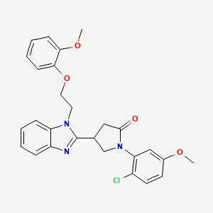 molecular formula C27H26ClN3O4 B12135498 1-(2-Chloro-5-methoxyphenyl)-4-{1-[2-(2-methoxyphenoxy)ethyl]benzimidazol-2-yl}pyrrolidin-2-one 