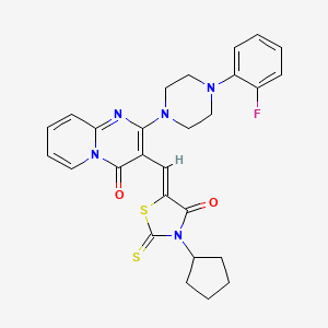 molecular formula C27H26FN5O2S2 B12135518 3-[(Z)-(3-cyclopentyl-4-oxo-2-thioxo-1,3-thiazolidin-5-ylidene)methyl]-2-[4-(2-fluorophenyl)piperazin-1-yl]-4H-pyrido[1,2-a]pyrimidin-4-one 