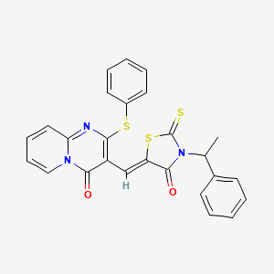 3-{(Z)-[4-oxo-3-(1-phenylethyl)-2-thioxo-1,3-thiazolidin-5-ylidene]methyl}-2-(phenylsulfanyl)-4H-pyrido[1,2-a]pyrimidin-4-one