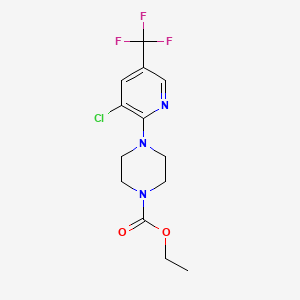 molecular formula C13H15ClF3N3O2 B12135542 Ethyl 4-[3-chloro-5-(trifluoromethyl)pyridin-2-yl]piperazine-1-carboxylate 