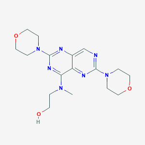 molecular formula C17H25N7O3 B1213559 2-((2,6-Di-4-morpholinylpyrimido(5,4-d)pyrimidin-4-yl)methylamino)ethanol CAS No. 13665-55-9