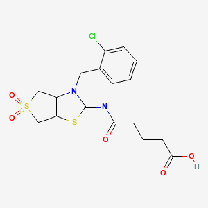 molecular formula C17H19ClN2O5S2 B12135608 5-{[(2Z)-3-(2-chlorobenzyl)-5,5-dioxidotetrahydrothieno[3,4-d][1,3]thiazol-2(3H)-ylidene]amino}-5-oxopentanoic acid 