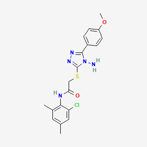 molecular formula C19H20ClN5O2S B12135641 2-{[4-amino-5-(4-methoxyphenyl)-4H-1,2,4-triazol-3-yl]sulfanyl}-N-(2-chloro-4,6-dimethylphenyl)acetamide 