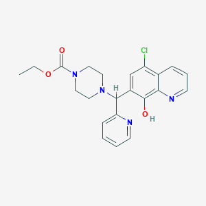 molecular formula C22H23ClN4O3 B12135651 Ethyl 4-[(5-chloro-8-hydroxyquinolin-7-yl)(pyridin-2-yl)methyl]piperazine-1-carboxylate 