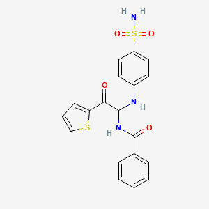 molecular formula C19H17N3O4S2 B12135658 N-{2-oxo-1-[(4-sulfamoylphenyl)amino]-2-(thiophen-2-yl)ethyl}benzamide 