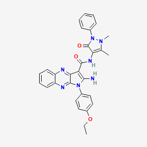 molecular formula C30H27N7O3 B12135733 2-amino-N-(1,5-dimethyl-3-oxo-2-phenyl-2,3-dihydro-1H-pyrazol-4-yl)-1-(4-ethoxyphenyl)-1H-pyrrolo[2,3-b]quinoxaline-3-carboxamide 