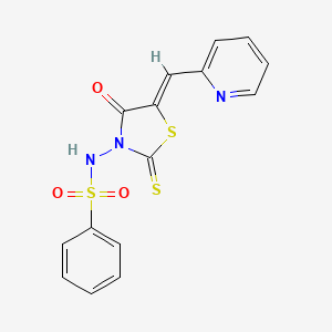 N-[(5Z)-4-oxo-5-(pyridin-2-ylmethylidene)-2-thioxo-1,3-thiazolidin-3-yl]benzenesulfonamide