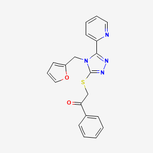 molecular formula C20H16N4O2S B12135746 2-{[4-(furan-2-ylmethyl)-5-(pyridin-2-yl)-4H-1,2,4-triazol-3-yl]sulfanyl}-1-phenylethanone 