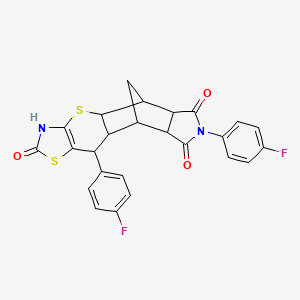 9,14-Bis(4-fluorophenyl)-3,7-dithia-5,14-diazapentacyclo[9.5.1.0^{2,10}.0^{4,8}.0^{12,16}]heptadec-4(8)-ene-6,13,15-trione