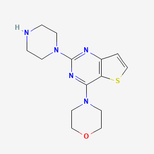 molecular formula C14H19N5OS B1213583 4-Morpholino-2-piperazinothieno(3,2-D)pyrimidine dihydrochloride CAS No. 41544-14-3