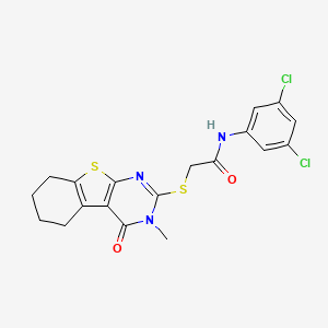 molecular formula C19H17Cl2N3O2S2 B12135951 N-(3,5-dichlorophenyl)-2-[(3-methyl-4-oxo-3,4,5,6,7,8-hexahydro[1]benzothieno[2,3-d]pyrimidin-2-yl)sulfanyl]acetamide 