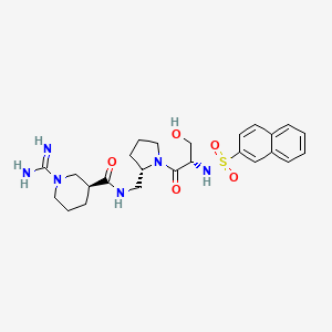molecular formula C25H34N6O5S B1213599 [S-(R*,R*)]-1-(Aminoiminomethyl)-N-[[1-[N-[(2-naphthalenylsulfonyl)-L-seryl]-3-pyrrolidinyl]methyl]-3-piperidenecarboxamide 