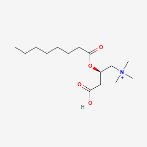 molecular formula C15H30NO4+ B1213601 3-Carboxy-N,N,N-trimethyl-2-(octanoyloxy)propan-1-aminium 