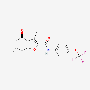 molecular formula C19H18F3NO4 B12136050 3,6,6-trimethyl-4-oxo-N-[4-(trifluoromethoxy)phenyl]-4,5,6,7-tetrahydro-1-benzofuran-2-carboxamide 