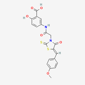 molecular formula C20H16N2O6S2 B12136067 2-hydroxy-5-({[(5Z)-5-(4-methoxybenzylidene)-4-oxo-2-thioxo-1,3-thiazolidin-3-yl]acetyl}amino)benzoic acid 