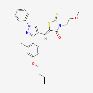 molecular formula C27H29N3O3S2 B12136074 (5Z)-5-{[3-(4-butoxy-2-methylphenyl)-1-phenyl-1H-pyrazol-4-yl]methylidene}-3-(2-methoxyethyl)-2-thioxo-1,3-thiazolidin-4-one 