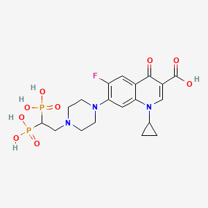 molecular formula C19H24FN3O9P2 B1213614 1-Cyclopropyl-7-[4-(2,2-diphosphonoethyl)piperazin-1-yl]-6-fluoro-4-oxo-quinoline-3-carboxylic acid 