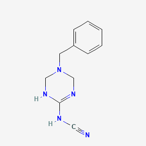 molecular formula C11H13N5 B1213616 [3-(phenylmethyl)-2,4-dihydro-1H-1,3,5-triazin-6-yl]cyanamide 