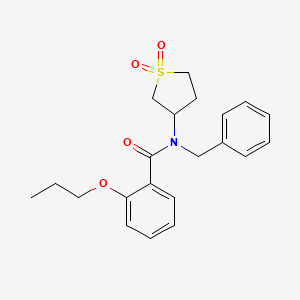 molecular formula C21H25NO4S B12136243 N-benzyl-N-(1,1-dioxidotetrahydrothiophen-3-yl)-2-propoxybenzamide 