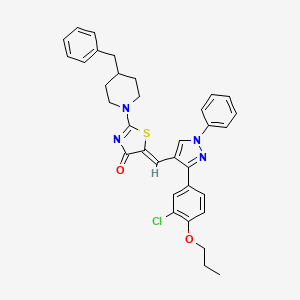 (5Z)-2-(4-benzylpiperidin-1-yl)-5-{[3-(3-chloro-4-propoxyphenyl)-1-phenyl-1H-pyrazol-4-yl]methylidene}-1,3-thiazol-4(5H)-one