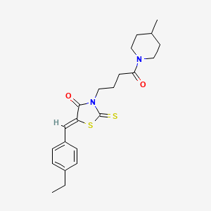 molecular formula C22H28N2O2S2 B12136344 (5Z)-5-(4-ethylbenzylidene)-3-[4-(4-methylpiperidin-1-yl)-4-oxobutyl]-2-thioxo-1,3-thiazolidin-4-one 