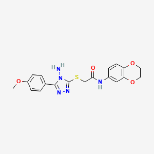 molecular formula C19H19N5O4S B12136392 2-{[4-amino-5-(4-methoxyphenyl)-4H-1,2,4-triazol-3-yl]sulfanyl}-N-(2,3-dihydro-1,4-benzodioxin-6-yl)acetamide 