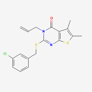 molecular formula C18H17ClN2OS2 B12136447 2-[(3-chlorobenzyl)sulfanyl]-5,6-dimethyl-3-(prop-2-en-1-yl)thieno[2,3-d]pyrimidin-4(3H)-one 