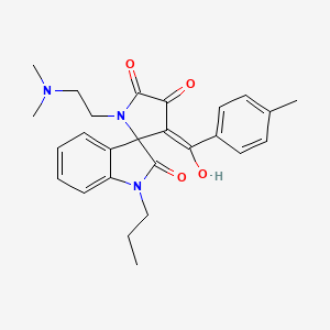 molecular formula C26H29N3O4 B12136469 1'-[2-(dimethylamino)ethyl]-4'-hydroxy-3'-[(4-methylphenyl)carbonyl]-1-propylspiro[indole-3,2'-pyrrole]-2,5'(1H,1'H)-dione 