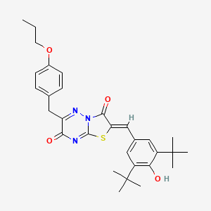 molecular formula C30H35N3O4S B12136539 (2Z)-2-(3,5-di-tert-butyl-4-hydroxybenzylidene)-6-(4-propoxybenzyl)-7H-[1,3]thiazolo[3,2-b][1,2,4]triazine-3,7(2H)-dione 