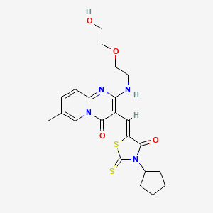 3-[(Z)-(3-cyclopentyl-4-oxo-2-thioxo-1,3-thiazolidin-5-ylidene)methyl]-2-{[2-(2-hydroxyethoxy)ethyl]amino}-7-methyl-4H-pyrido[1,2-a]pyrimidin-4-one