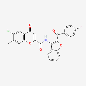 6-chloro-N-{2-[(4-fluorophenyl)carbonyl]-1-benzofuran-3-yl}-7-methyl-4-oxo-4H-chromene-2-carboxamide